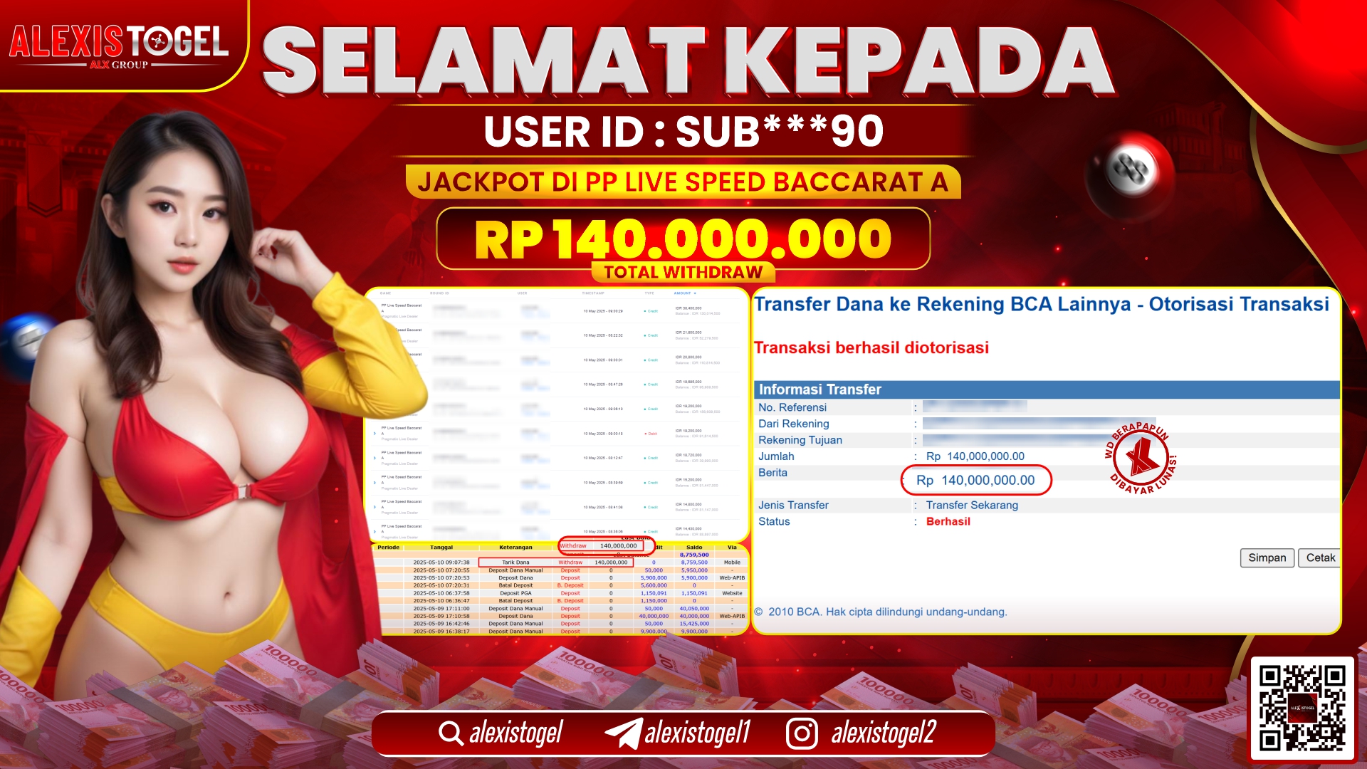 ALEXISTOGEL di PP LIVE SPEED BACCARAT RP.140.000.000 LUNAS