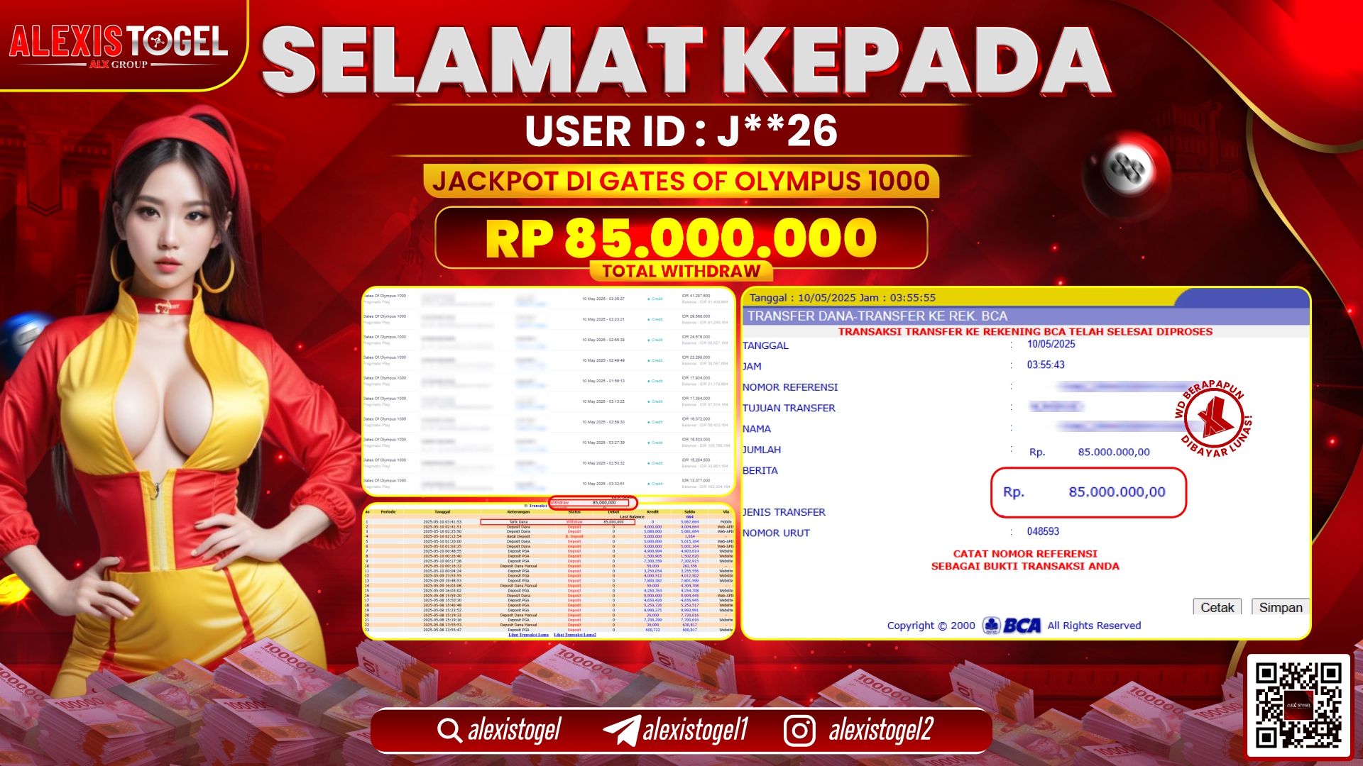 ALEXISTOGEL di SLOT GATES OF OLYMPUS RP.85.000.000 LUNAS