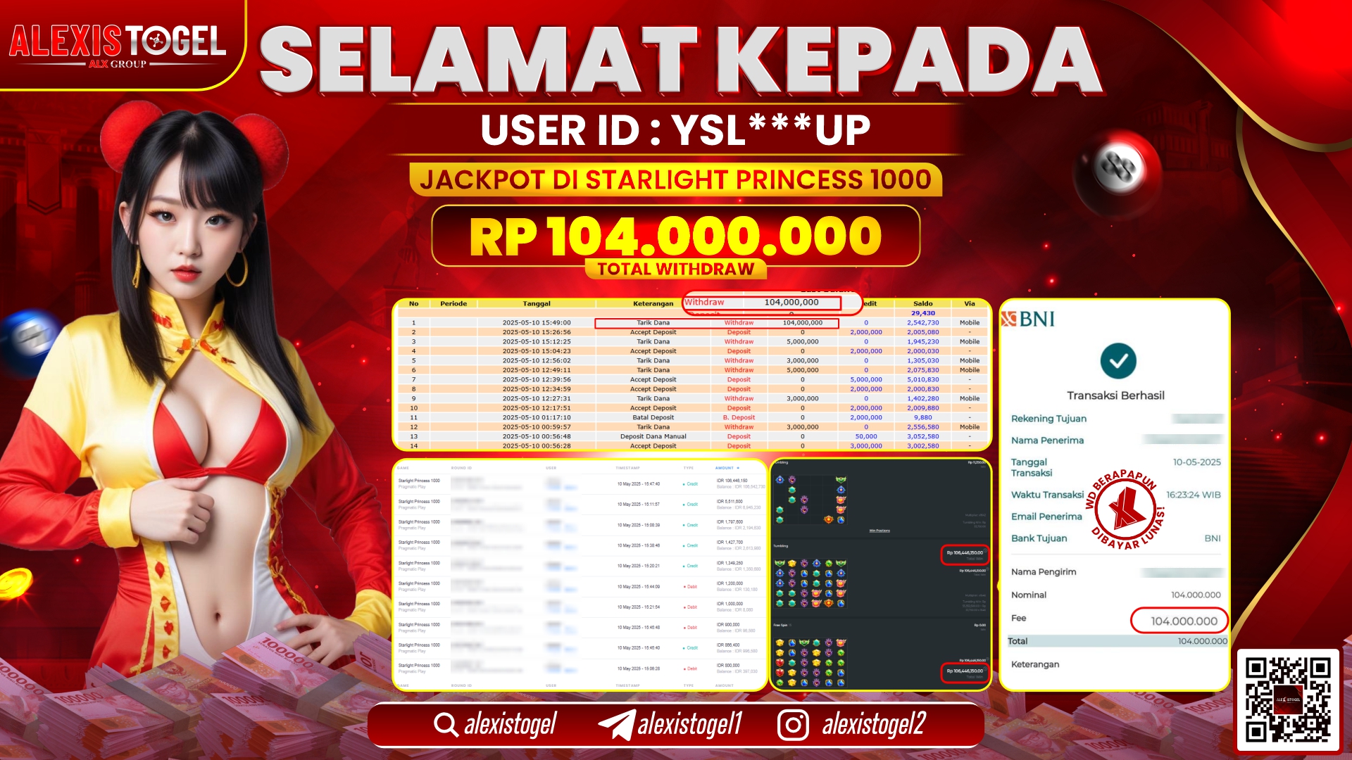 ALEXISTOGEL di SLOT STARLIGHT PRINCESS RP.104.000.000 LUNAS