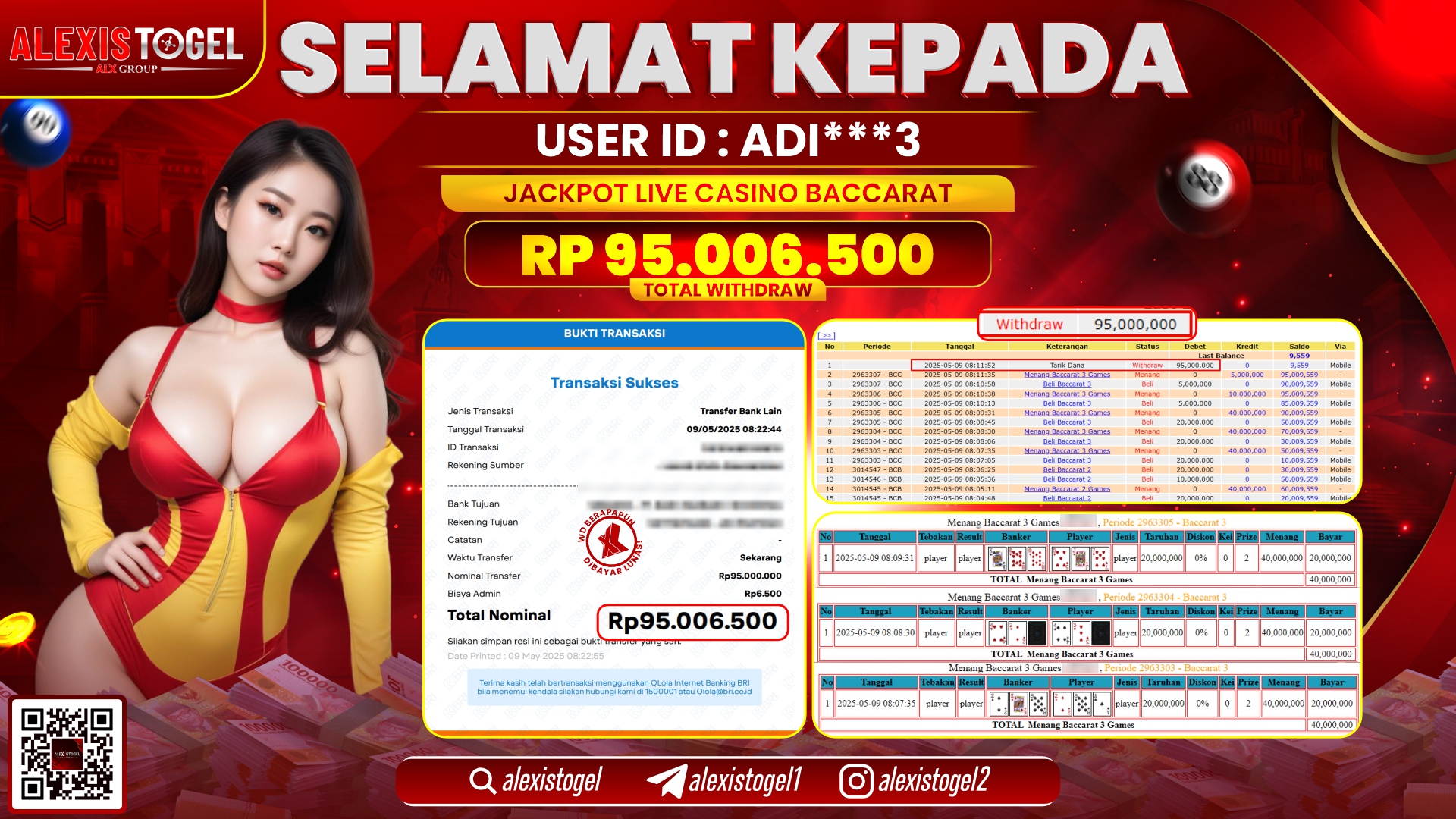 ALEXISTOGEL di CASINO BACCARAT RP.95.006.500 LUNAS
