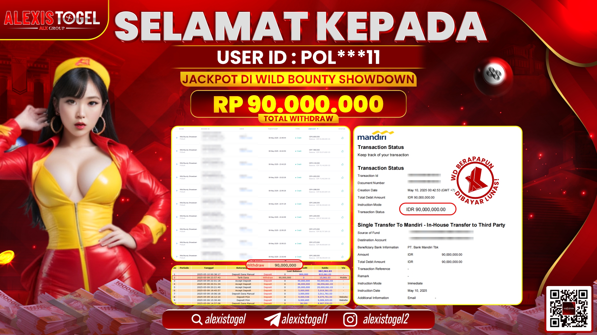 ALEXISTOGEL di SLOT WILD BOUNTY RP.90.000.000 LUNAS