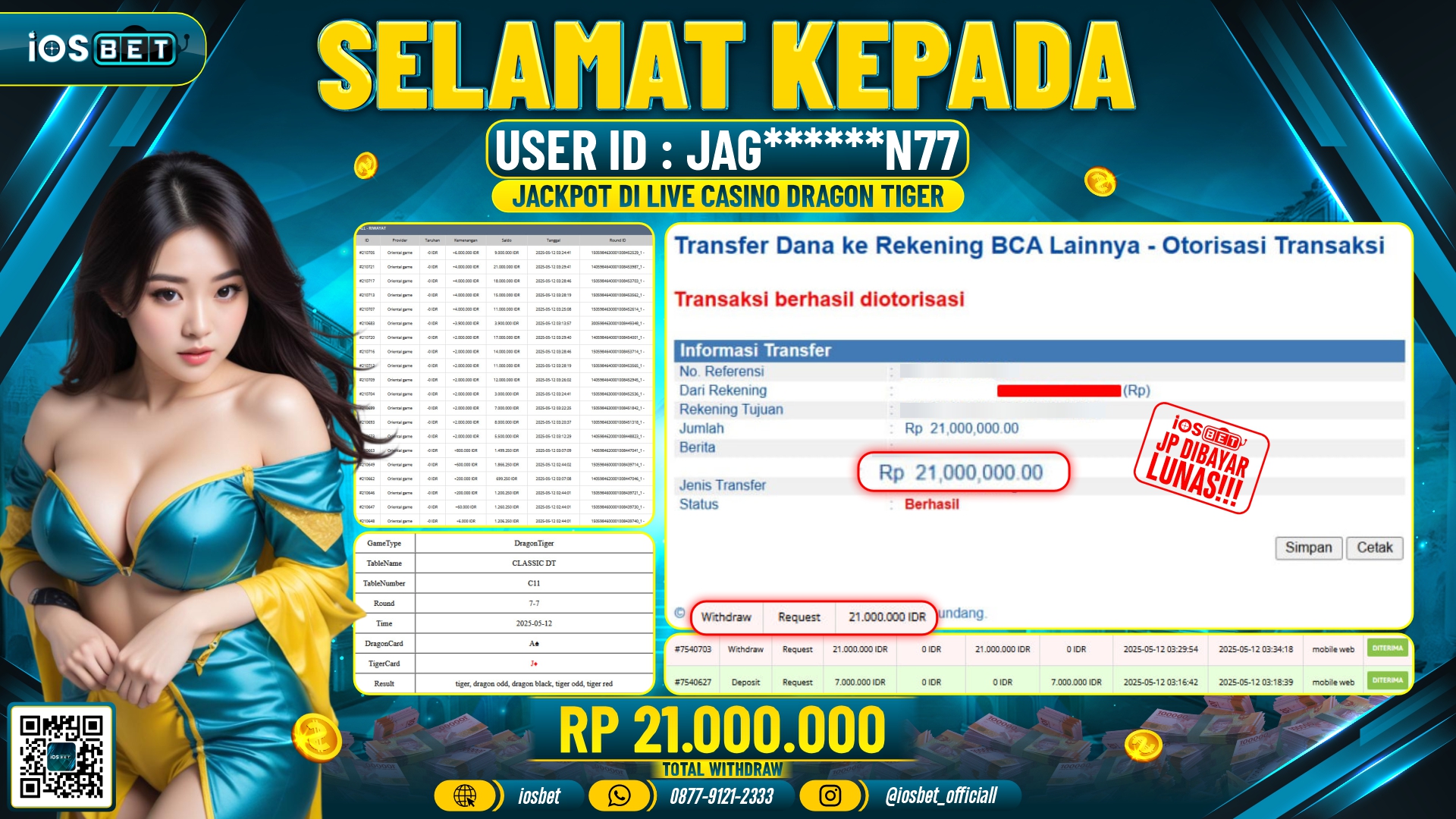 Bukti Pembayaran LUNAS SLOT GAME GACOR  Rp.65.000.000