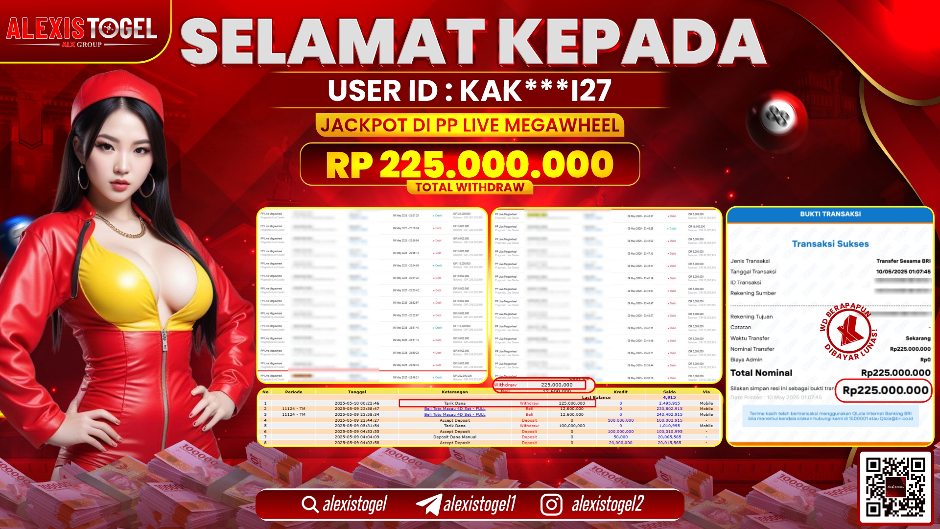 ALEXISTOGEL di PP LIVE MEGAWHEEL RP.225.000.000 LUNAS