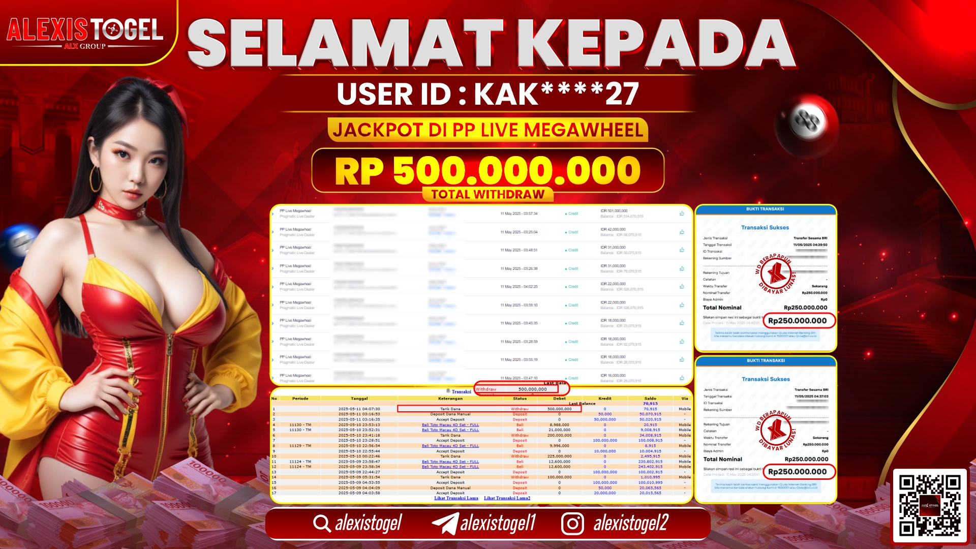 ALEXISTOGEL di PP LIVE MEGAWHEEL RP.500.000.000 LUNAS