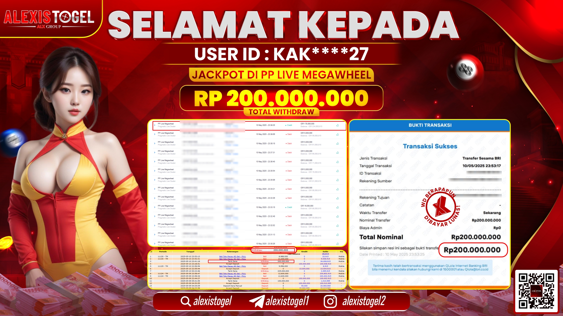 ALEXISTOGEL di PP LIVE MEGAWHEEL RP.200.000.000 LUNAS