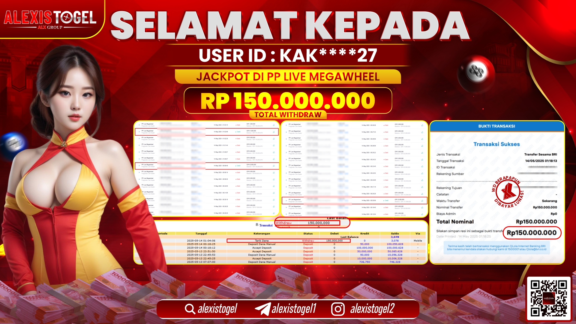 ALEXISTOGEL di PP LIVE MEGAWHEEL RP.150.000.000 LUNAS