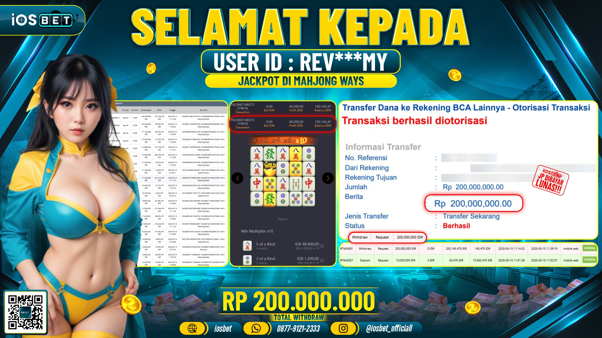 Bukti Pembayaran LUNAS SLOT GAME GACOR  Rp.200.000.000