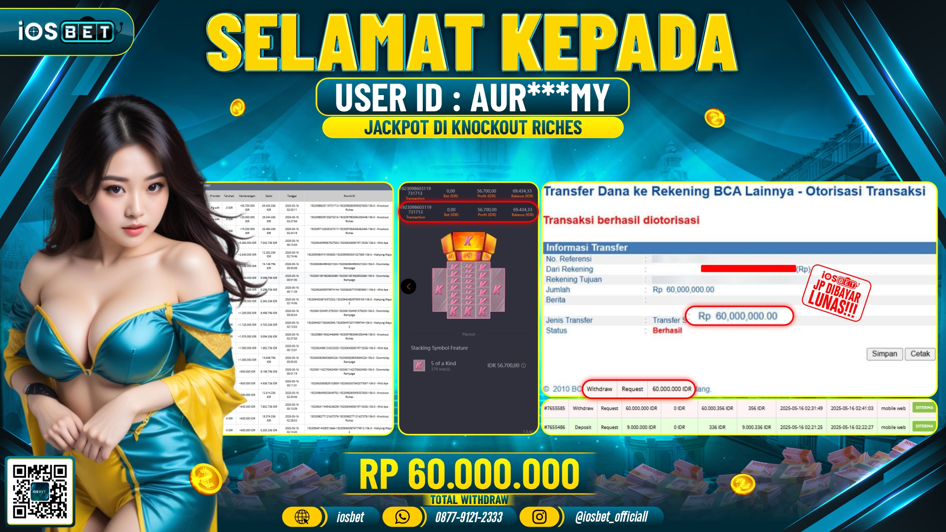 Bukti Pembayaran LUNAS SLOT GAME GACOR  Rp.60.000.000
