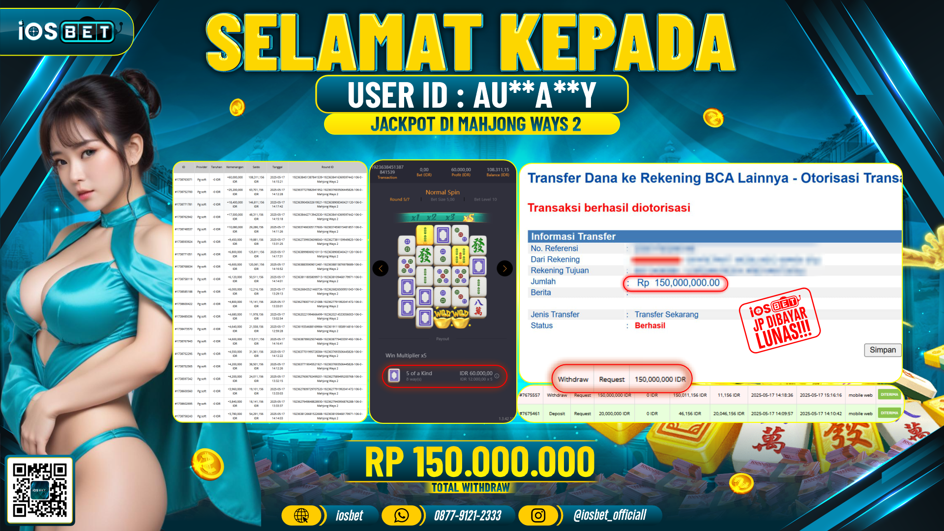 Bukti Pembayaran LUNAS SLOT GAME GACOR  Rp.150.000.000