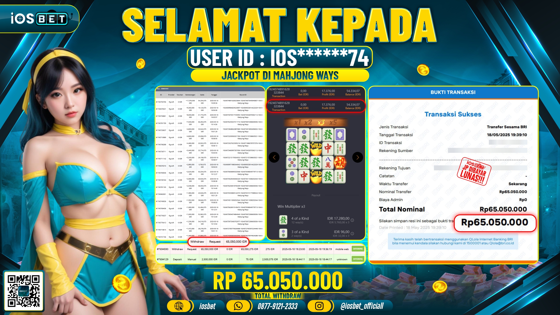 Bukti Pembayaran LUNAS SLOT GAME GACOR  Rp.65.050.000