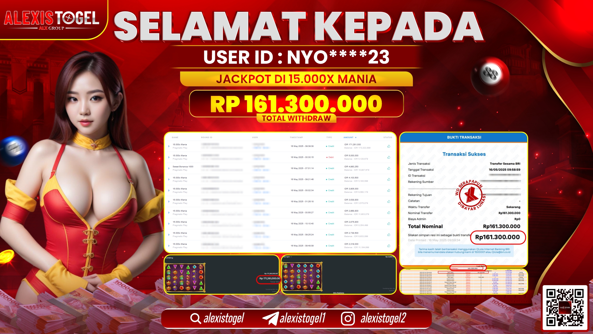 ALEXISTOGEL di SLOT 15.000x MANIA RP.161.300.000 LUNAS