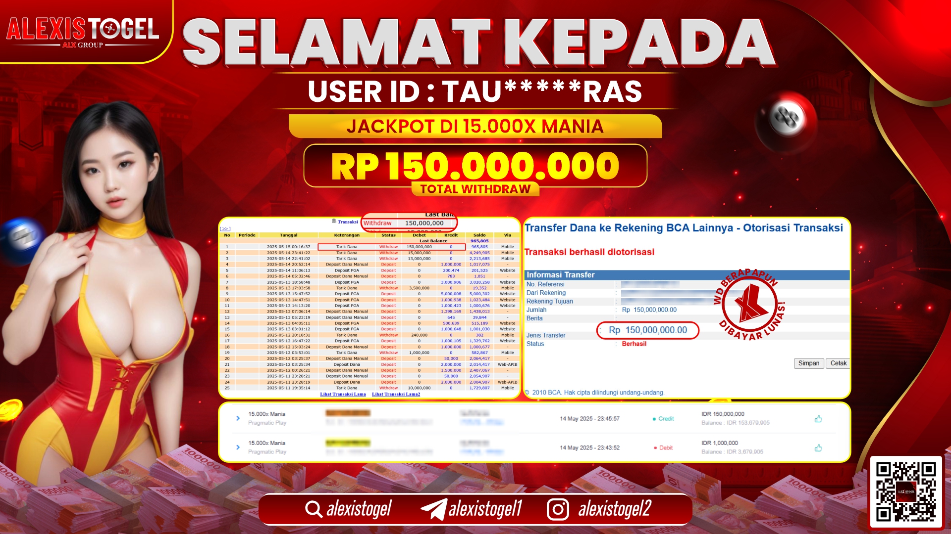 ALEXISTOGEL di SLOT 15.000x MANIA RP.150.000.000 LUNAS