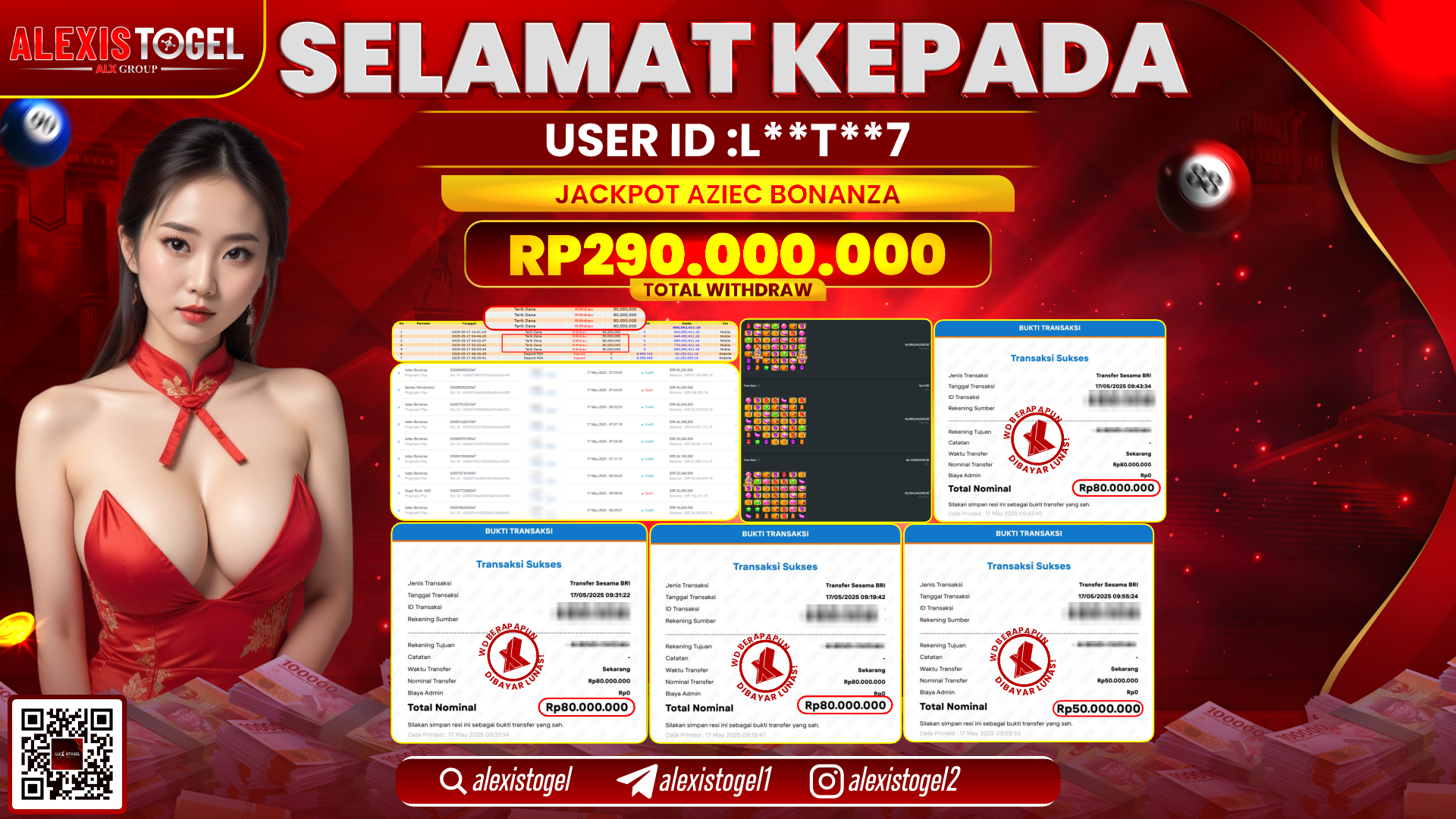 ALEXISTOGEL di SLOT AZTEC BONANZA RP.290.000.000 LUNAS