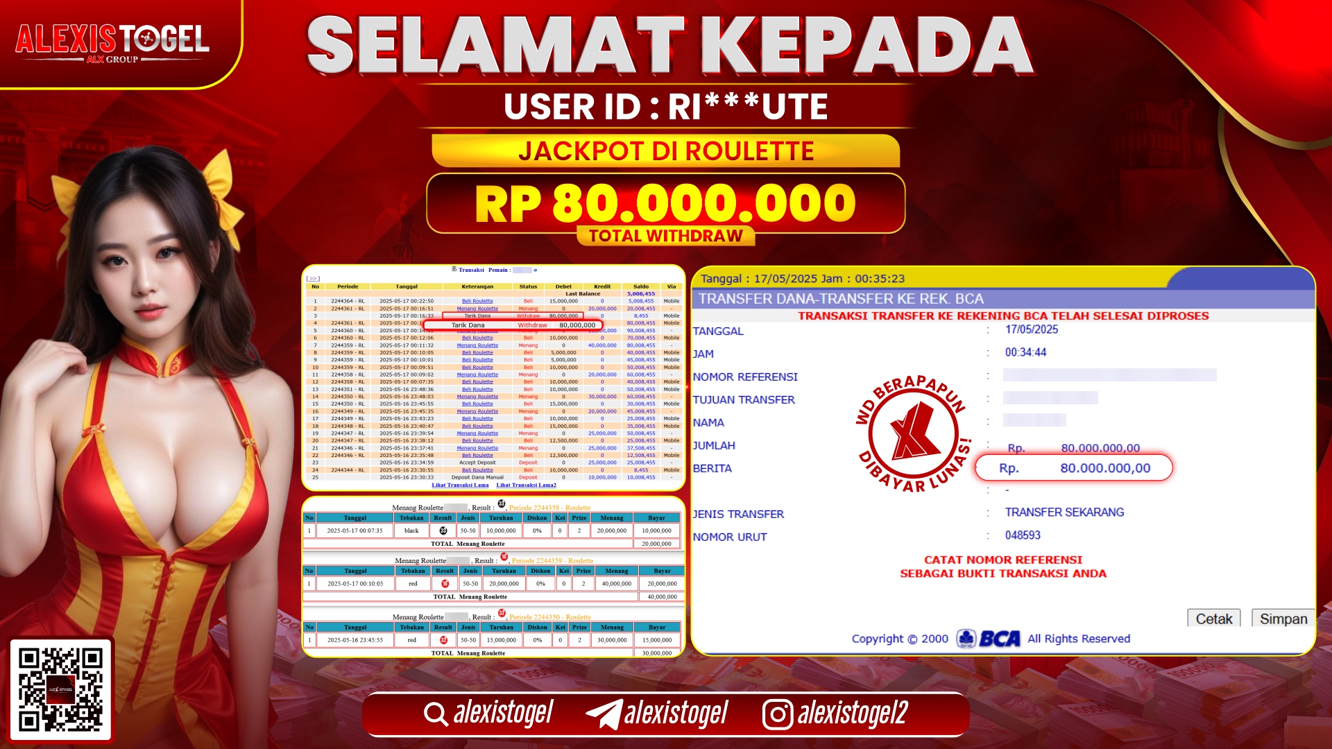 ALEXISTOGEL di CASINO ROULETTE RP.80.000.000 LUNAS