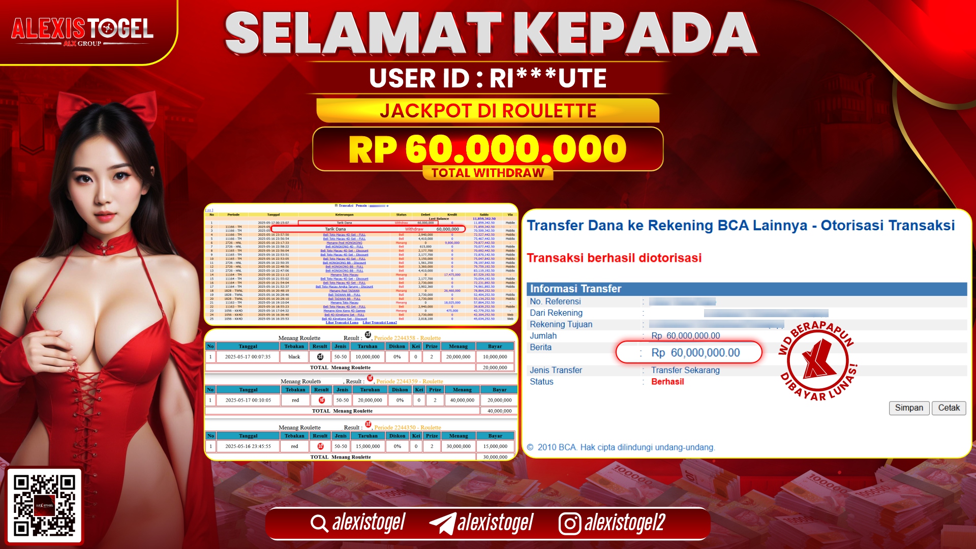 ALEXISTOGEL di CASINO ROULETTE RP.60.000.000 LUNAS