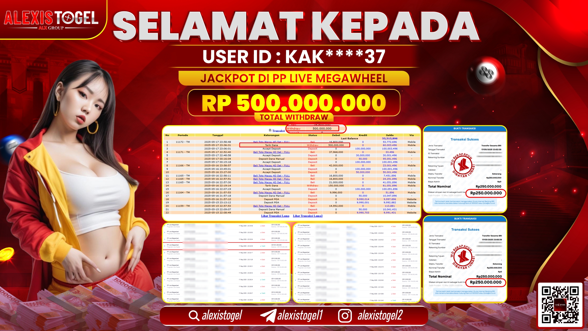 ALEXISTOGEL di PP LIVE MEGAWHEEL RP.500.000.000 LUNAS