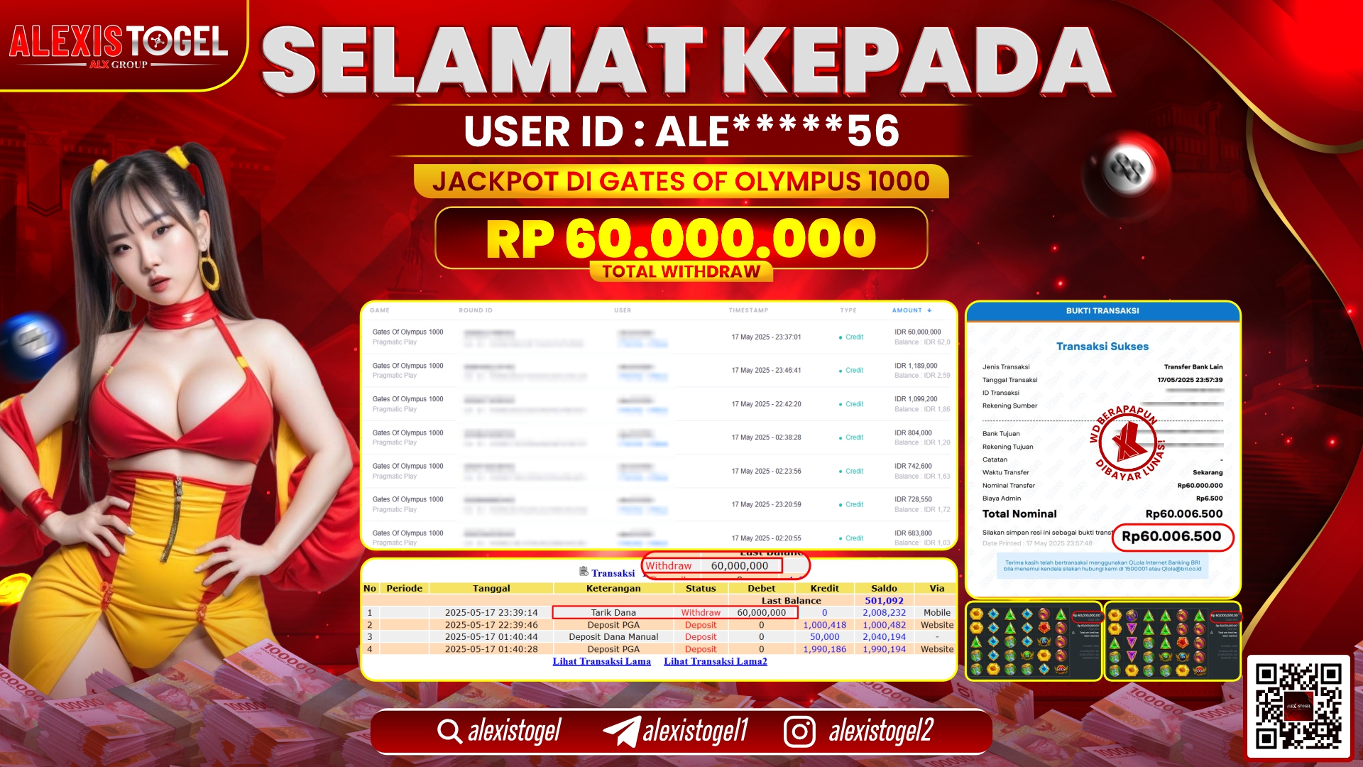 ALEXISTOGEL di SLOT GATES OF OLYMPUS RP.60.000.000 LUNAS