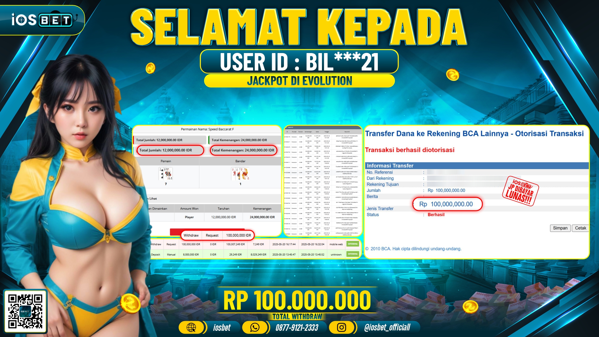 Bukti Pembayaran LUNAS EVOLUTION GAME GACOR  Rp.100.000.000