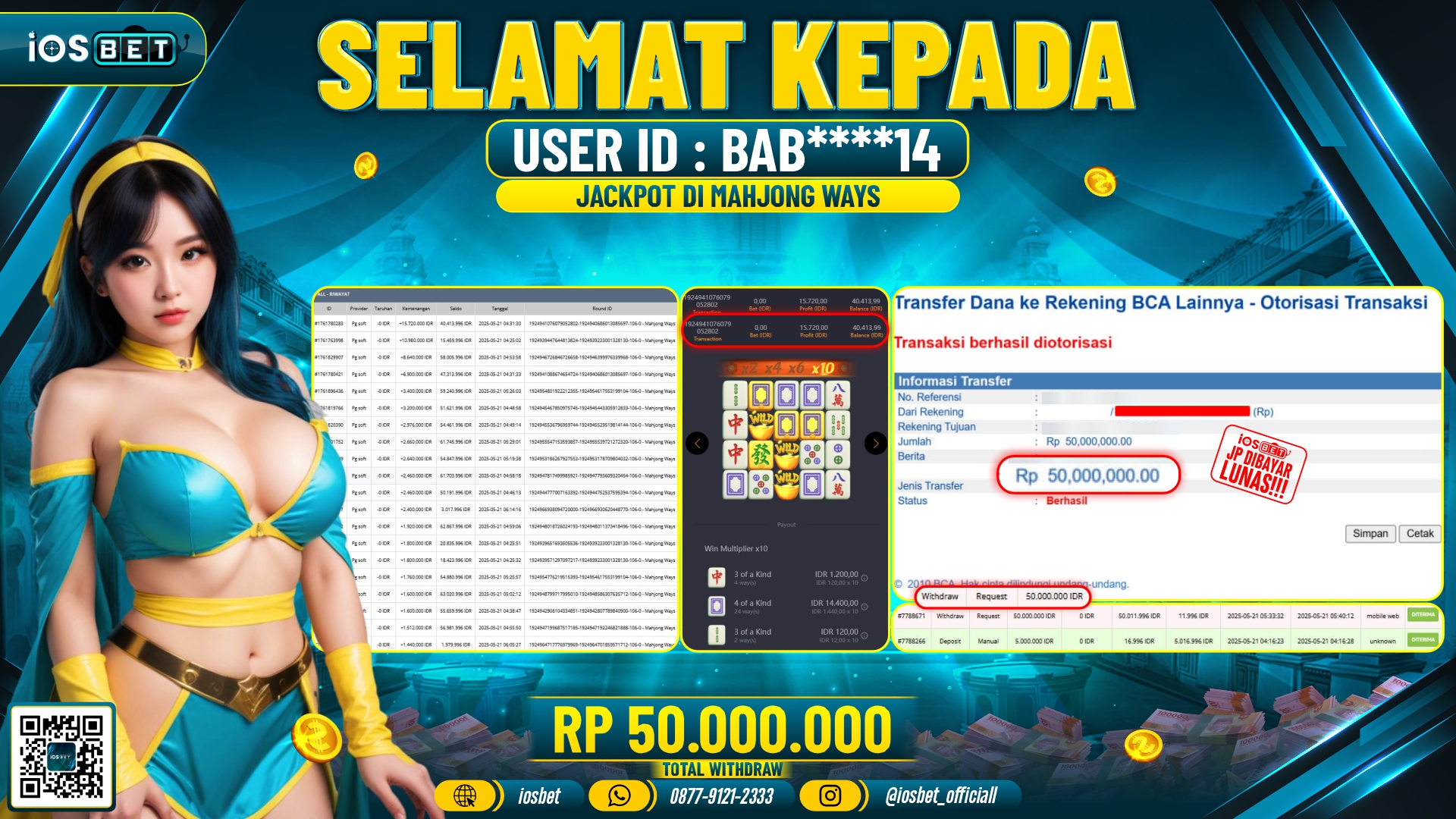 Bukti Pembayaran LUNAS SLOT GAME GACOR  Rp.50.000.000
