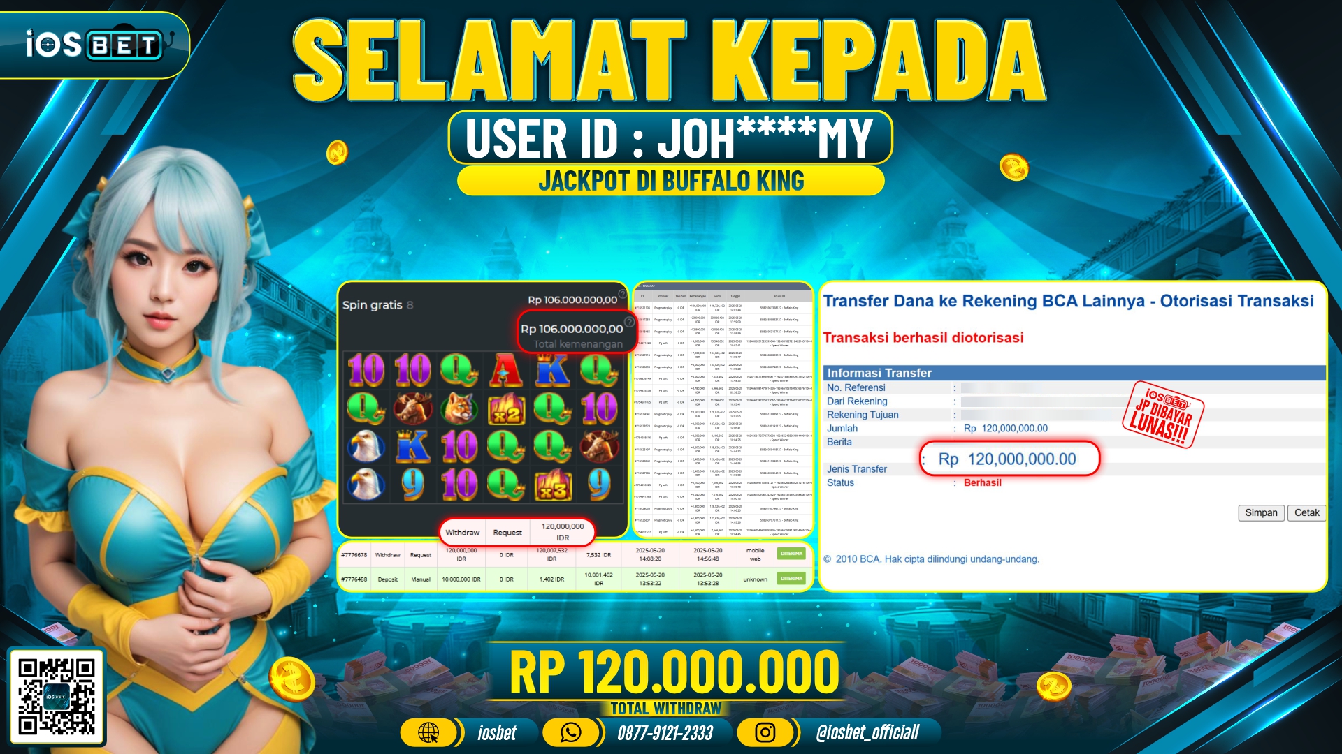 Bukti Pembayaran LUNAS SLOT GAME GACOR  Rp.120.000.000