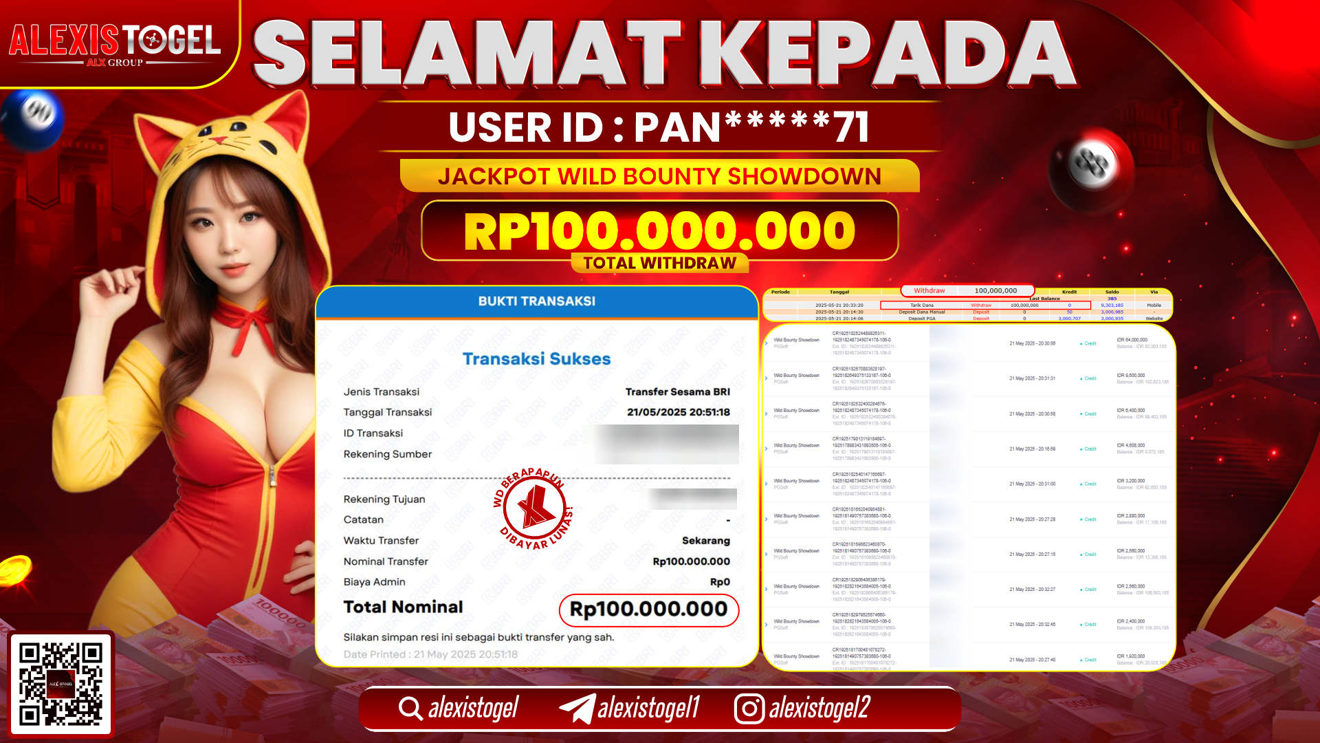 ALEXISTOGEL di SLOT WILD BOUNY SHOWDOWN RP.100.000.000 LUNAS