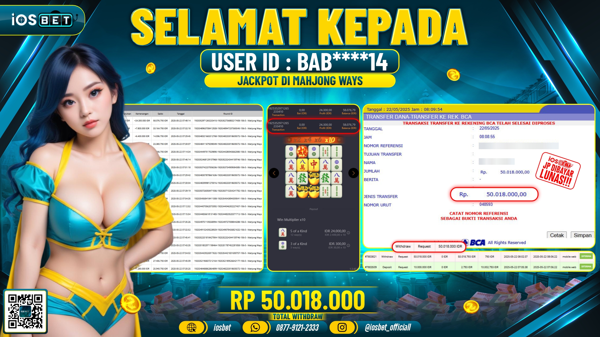 Bukti Pembayaran LUNAS SLOT GAME GACOR  Rp.50.018.000