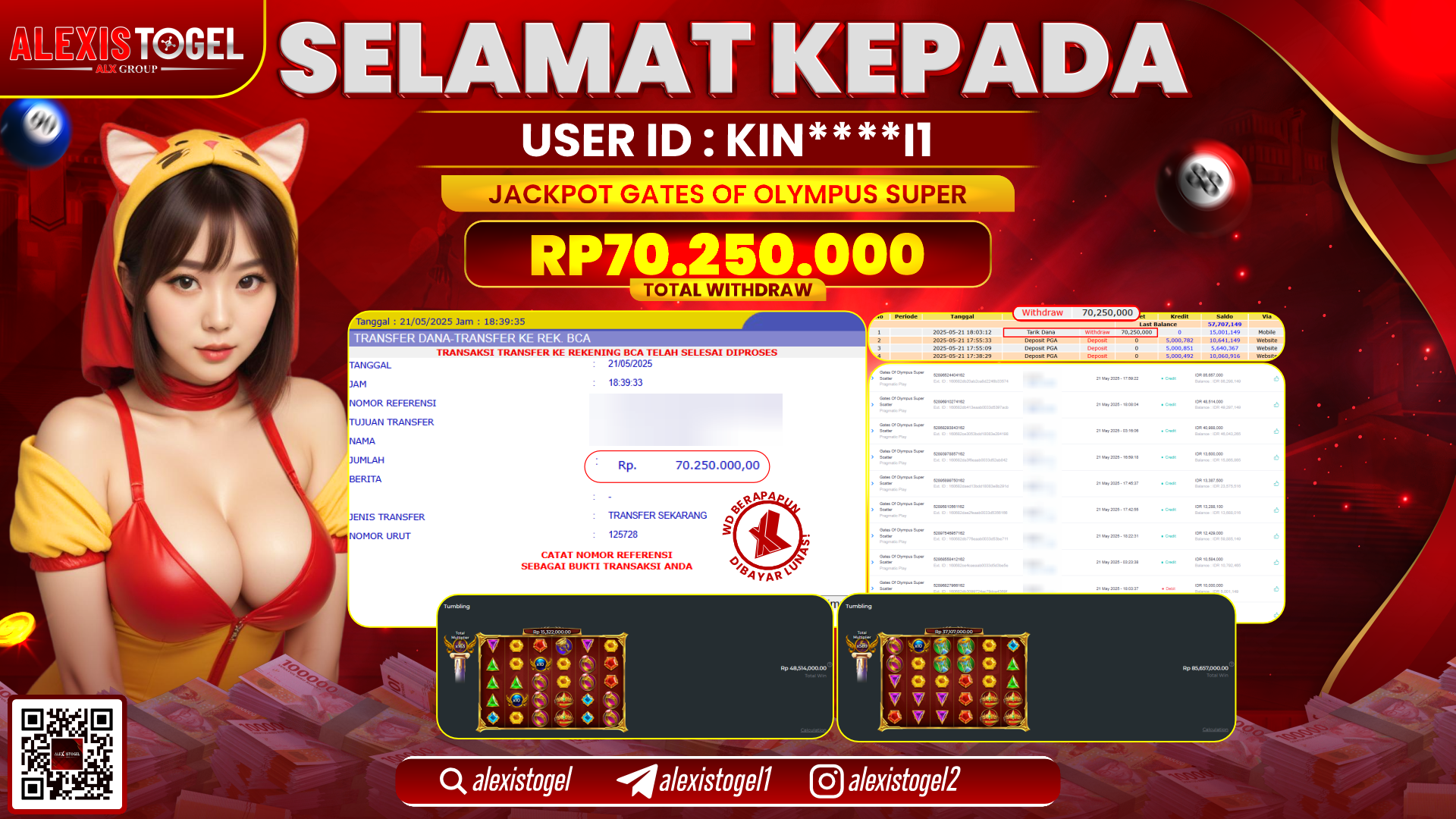 ALEXISTOGEL di SLOT GATES OLYMPUS RP.70.250.000 LUNAS