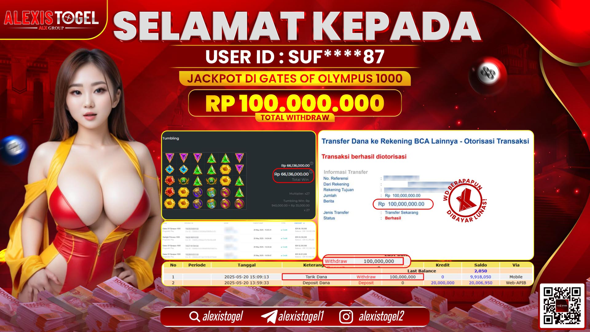 ALEXISTOGEL di SLOT GATES OF OLYMPUS RP.100.000.000 LUNAS