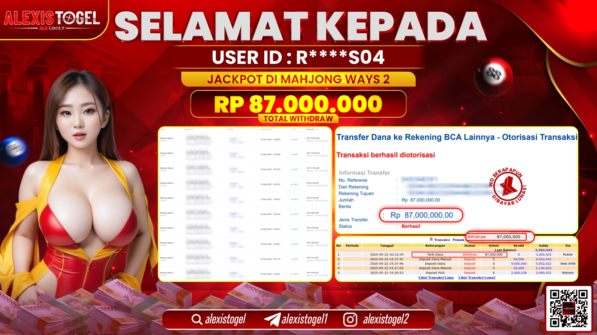 ALEXISTOGEL di SLOT MAHJONG WAYS RP.87.000.000 LUNAS