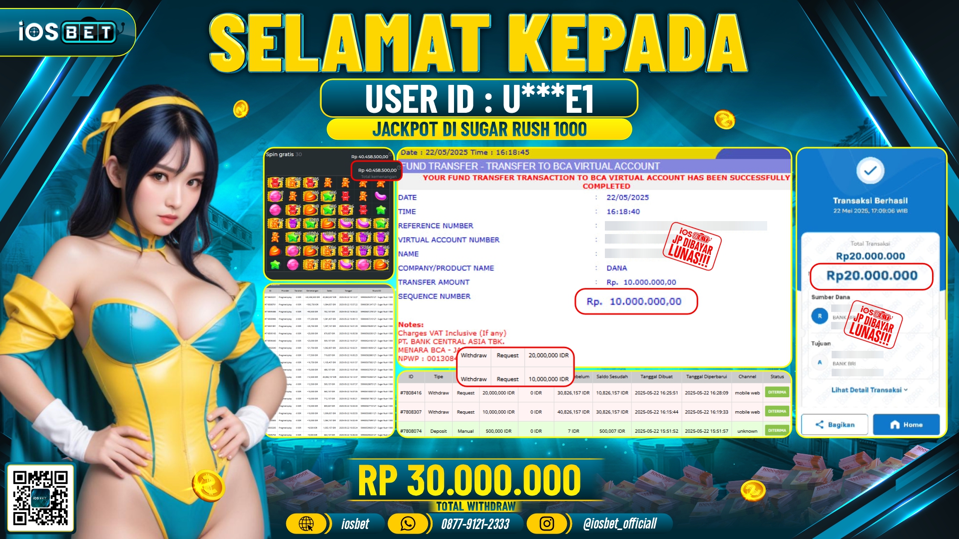 Bukti Pembayaran LUNAS SLOT GAME GACOR  Rp.30.000.000