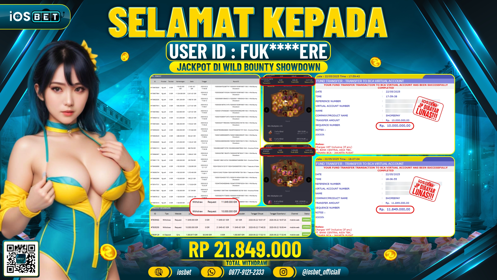 Bukti Pembayaran LUNAS SLOT GAME GACOR  Rp.21.849.000