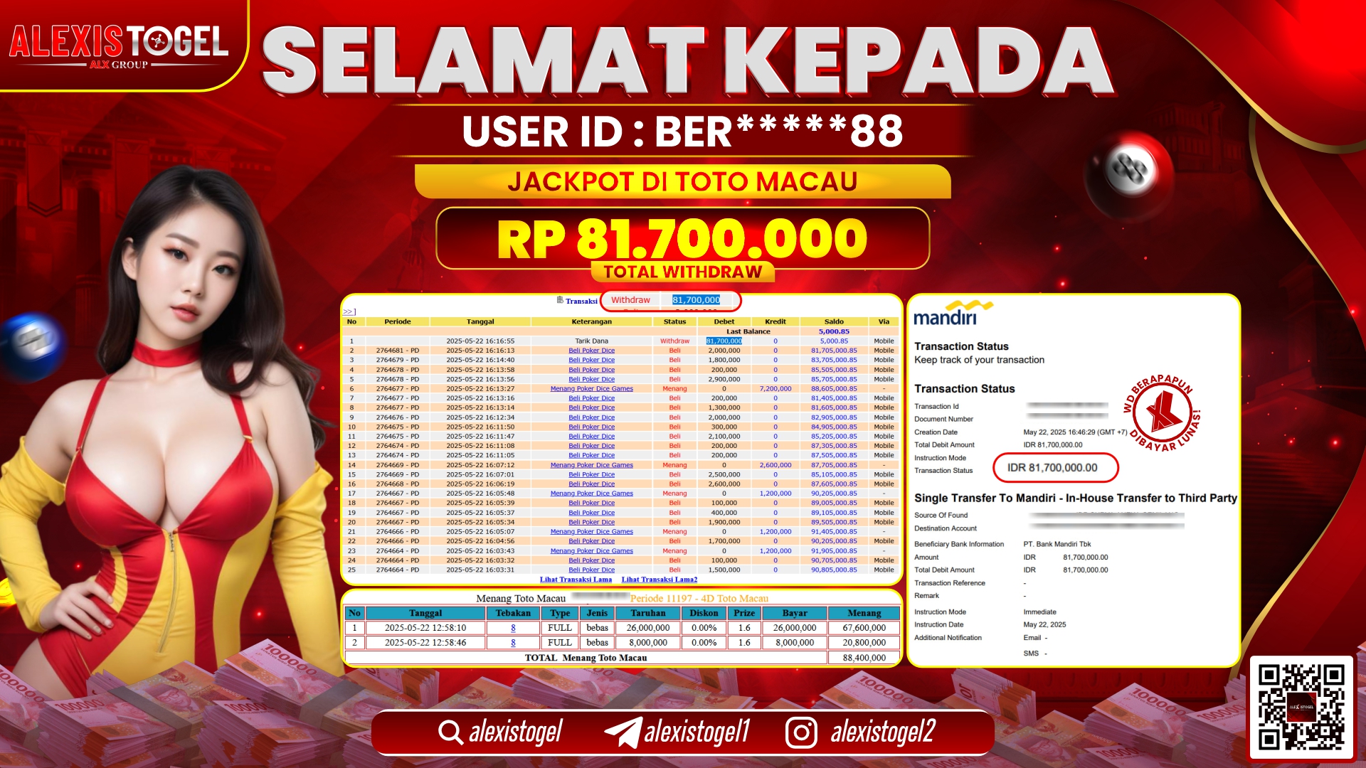 ALEXISTOGEL di TOGEL TOTOMACAU RP.81.700.000 LUNAS