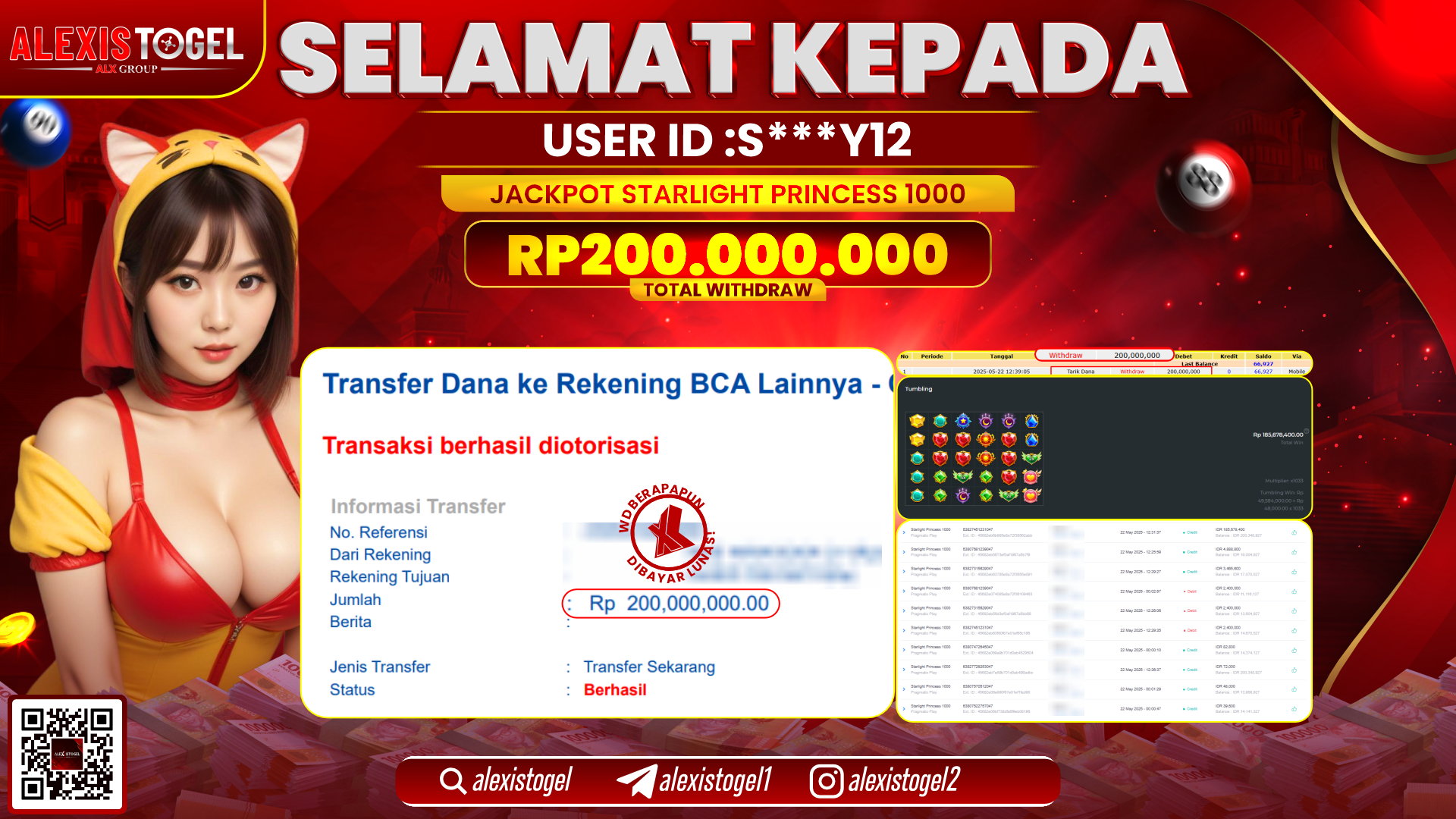 ALEXISTOGEL di SLOT STARLIGHT PRINCESS RP.200.000.000 LUNAS