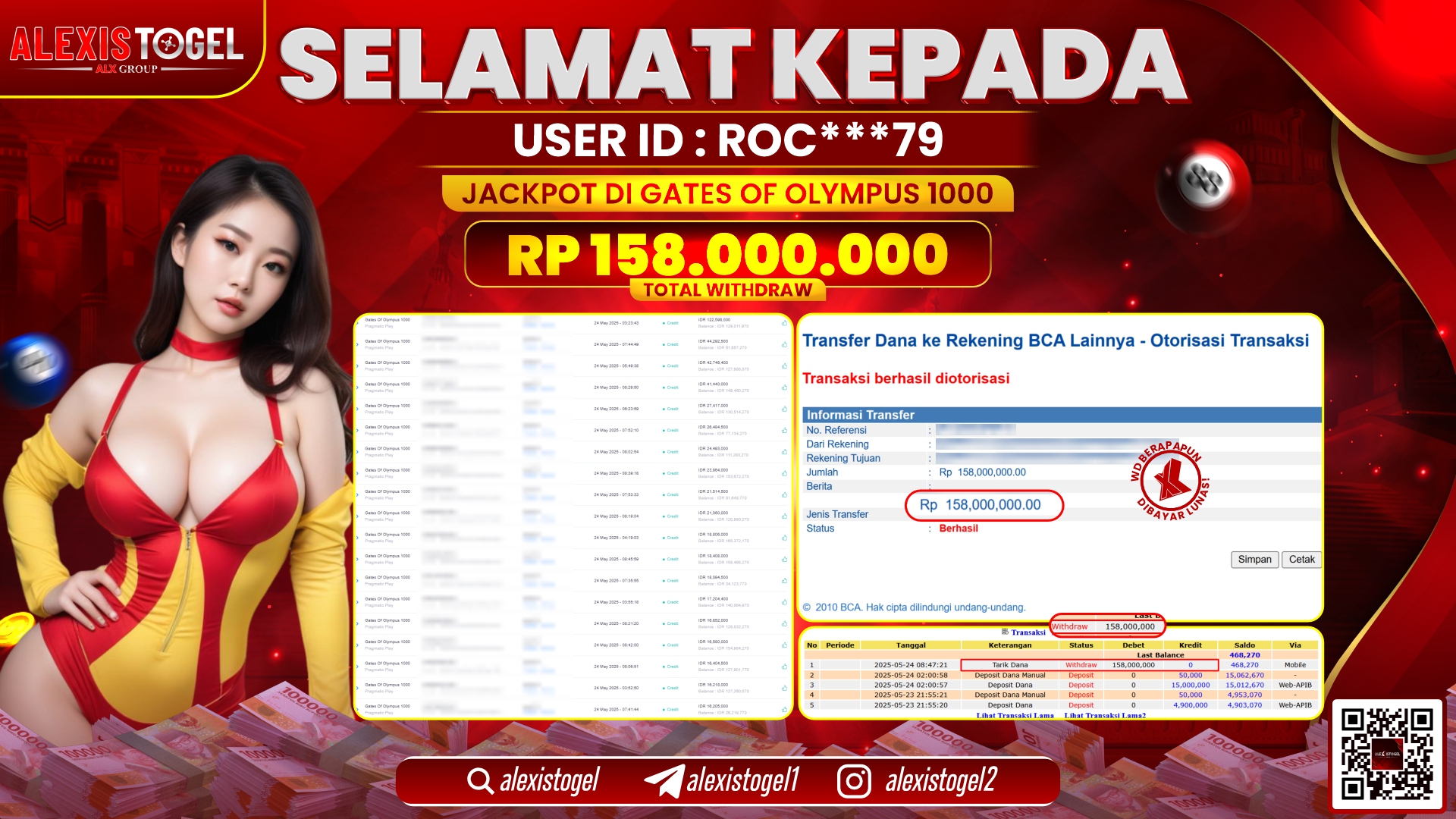 ALEXISTOGEL di SLOT GATES OF OLYMPUS RP.158.000.000 LUNAS