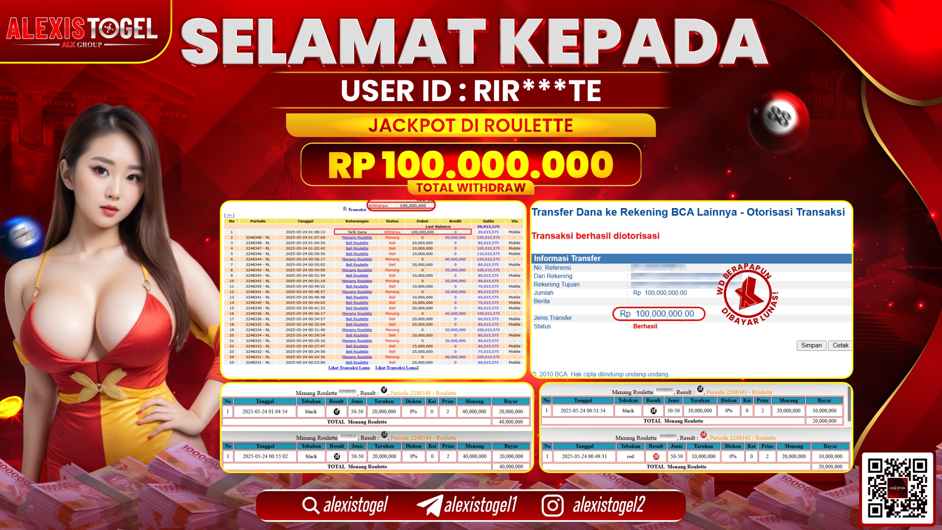 ALEXISTOGEL di CASINO ROULETTE RP.100.000.000 LUNAS