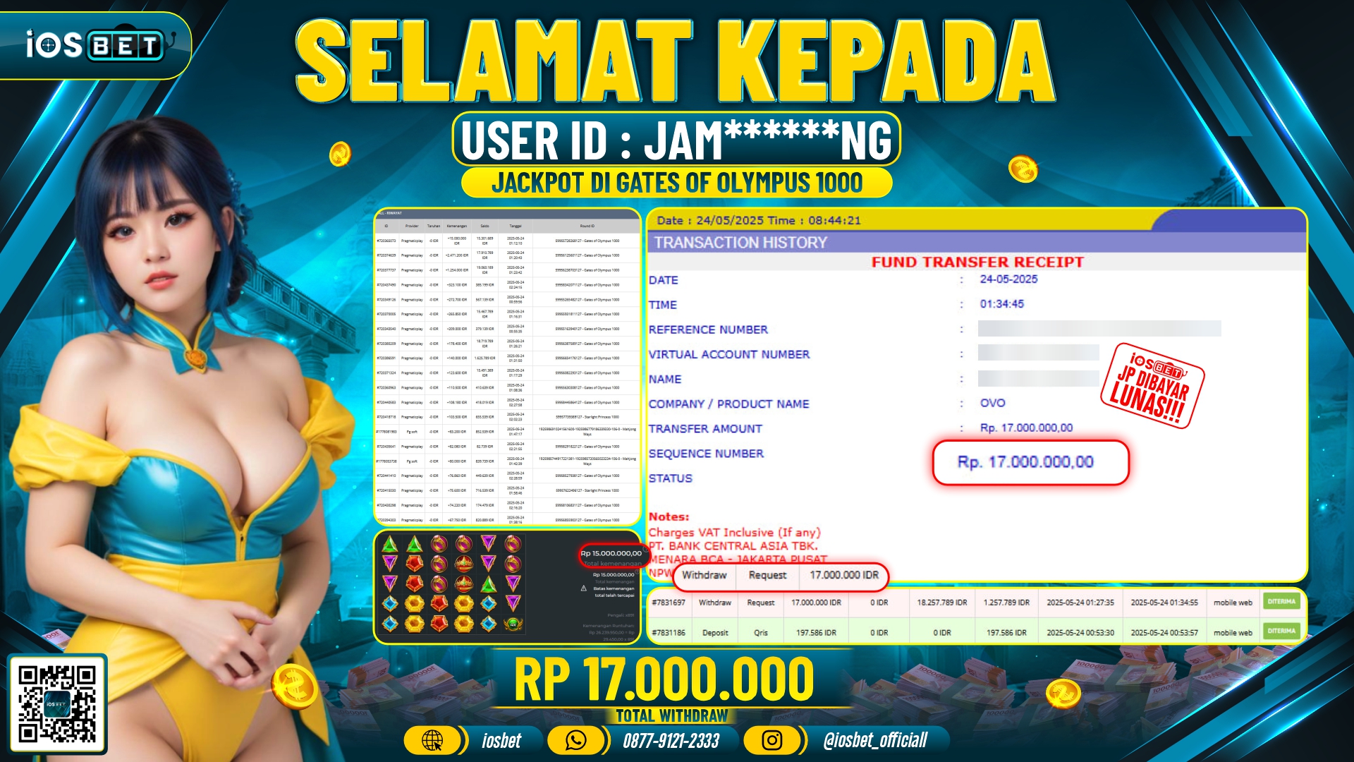Bukti Pembayaran LUNAS SLOT GAME GACOR  Rp.17.000.000