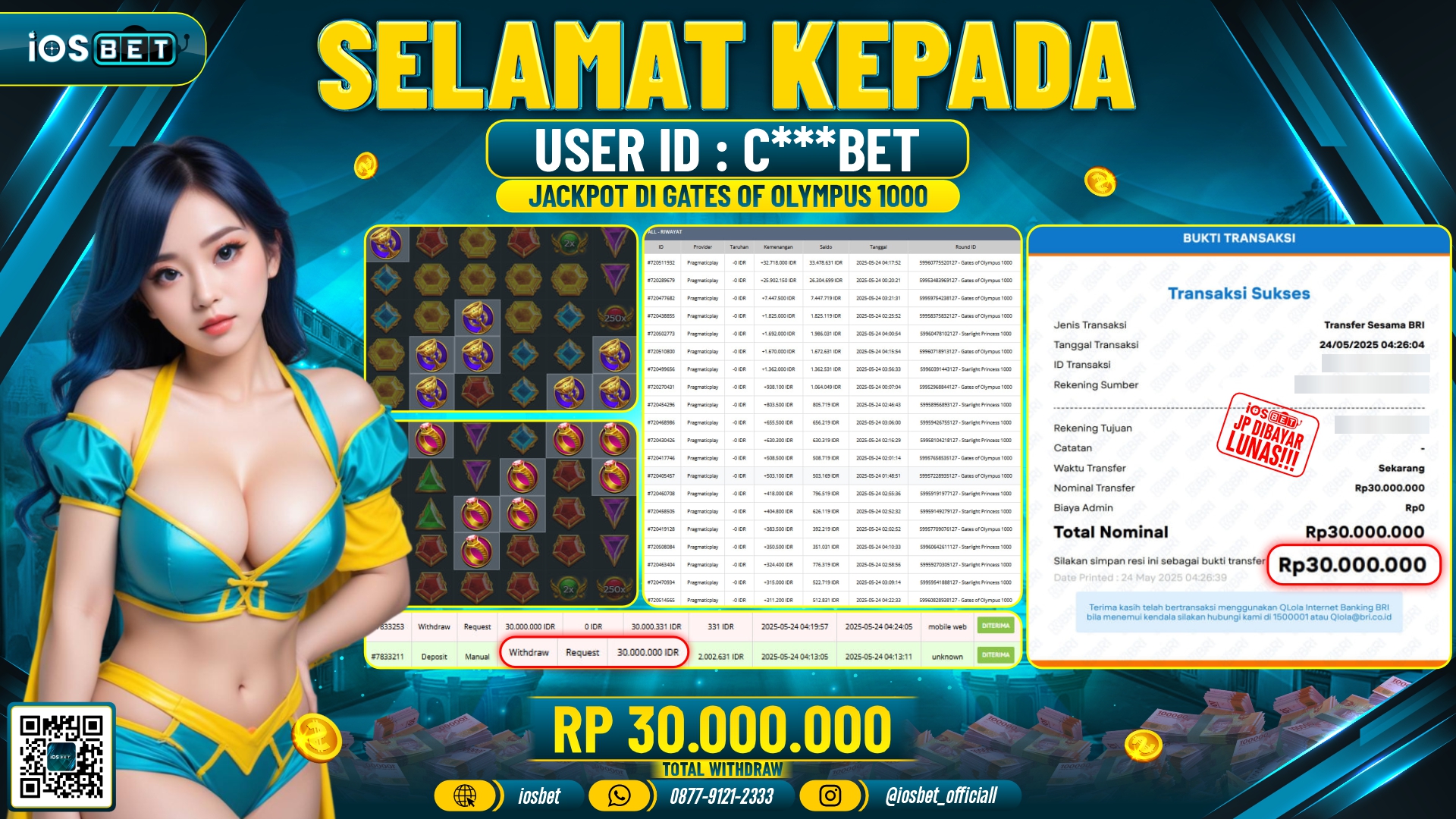 Bukti Pembayaran LUNAS SLOT GAME GACOR  Rp.30.000.000