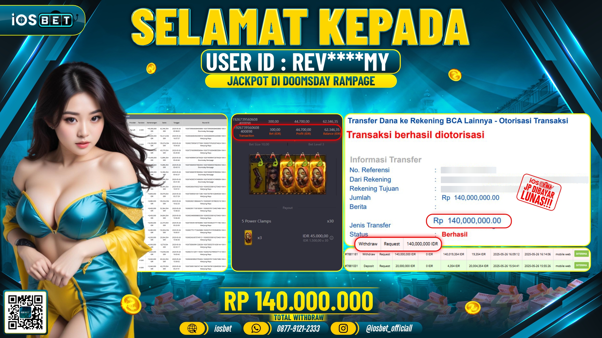 Bukti Pembayaran LUNAS SLOT GAME GACOR  Rp.140.000.000