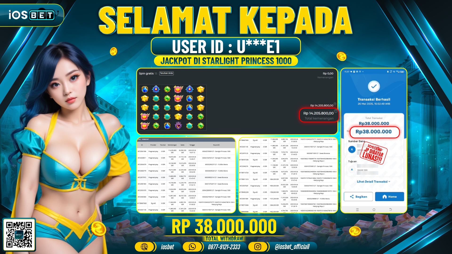 Bukti Pembayaran LUNAS SLOT GAME GACOR  Rp.38.000.000