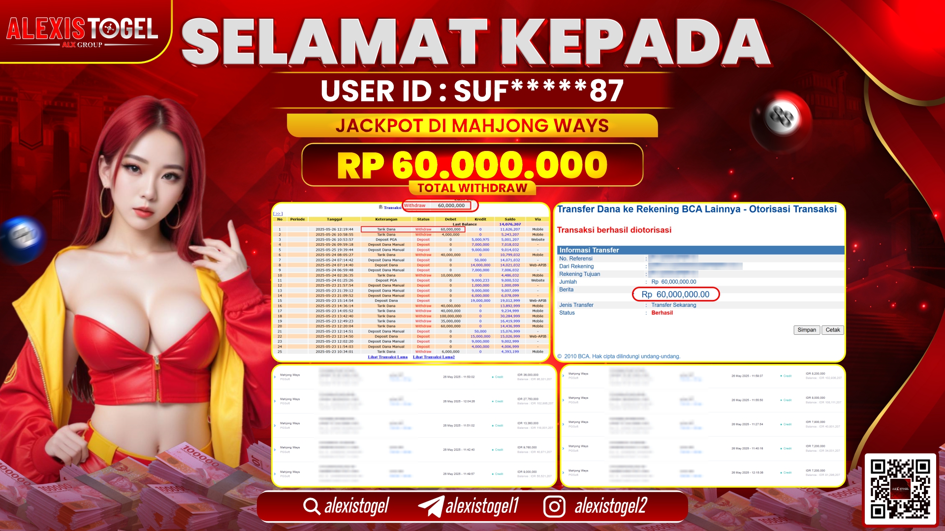 ALEXISTOGEL di SLOT MAHJONG WAYS RP.60.000.000 LUNAS