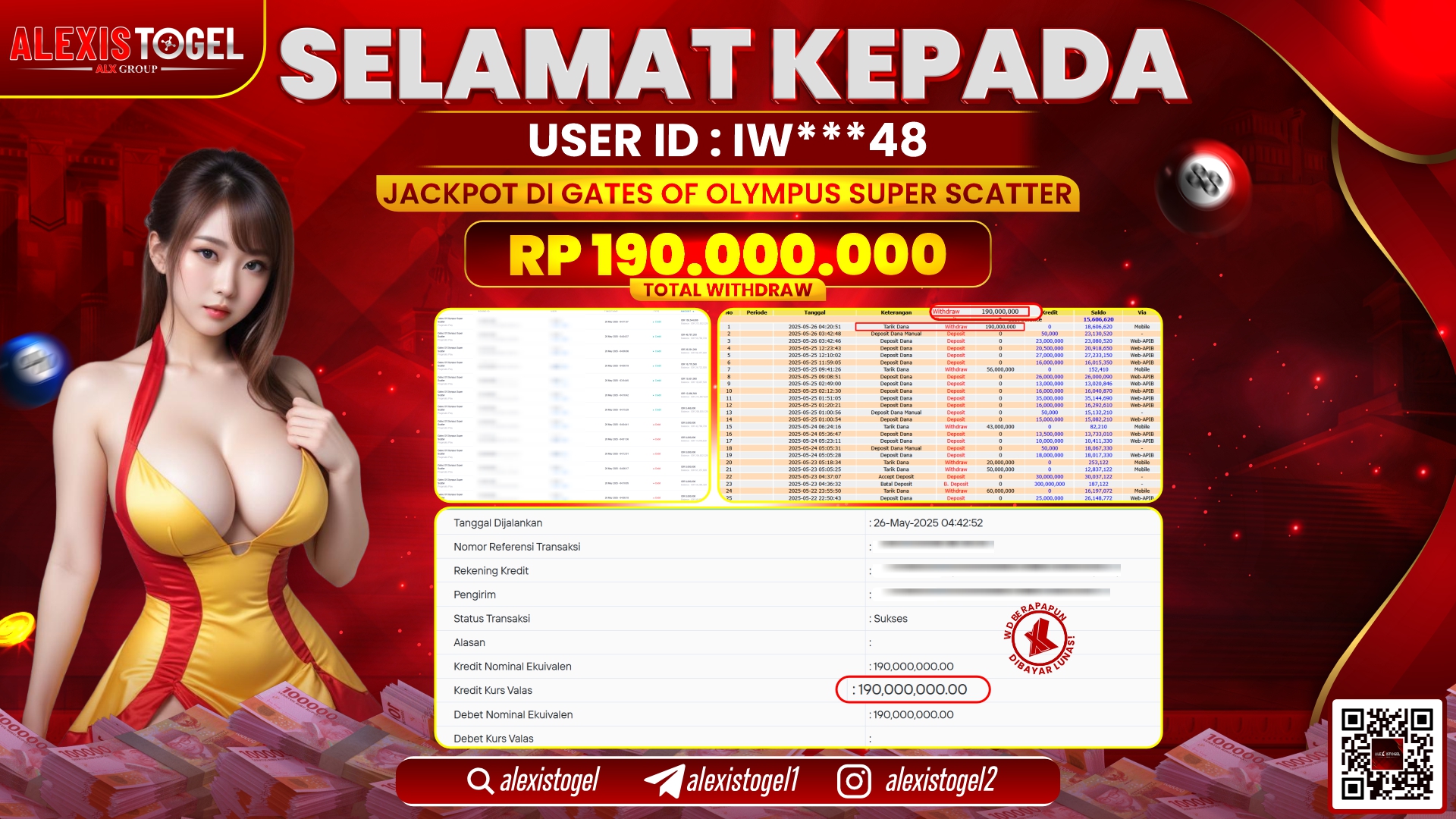 ALEXISTOGEL di SLOT GATES OF OLYMPUS SUPER SCATTER RP.190.000.000 LUNAS