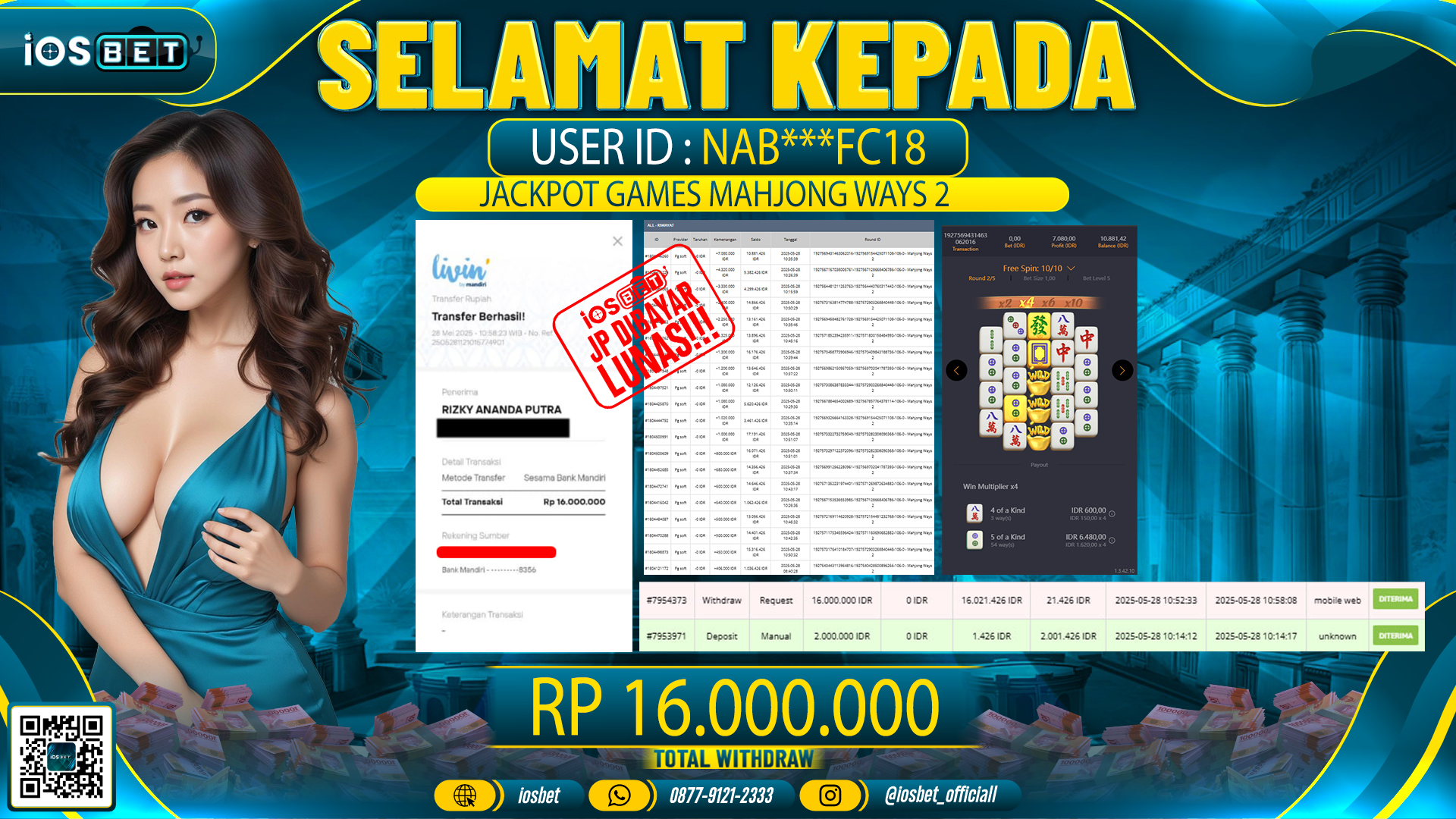Bukti Pembayaran LUNAS SLOT GAME GACOR  Rp.16.000.000