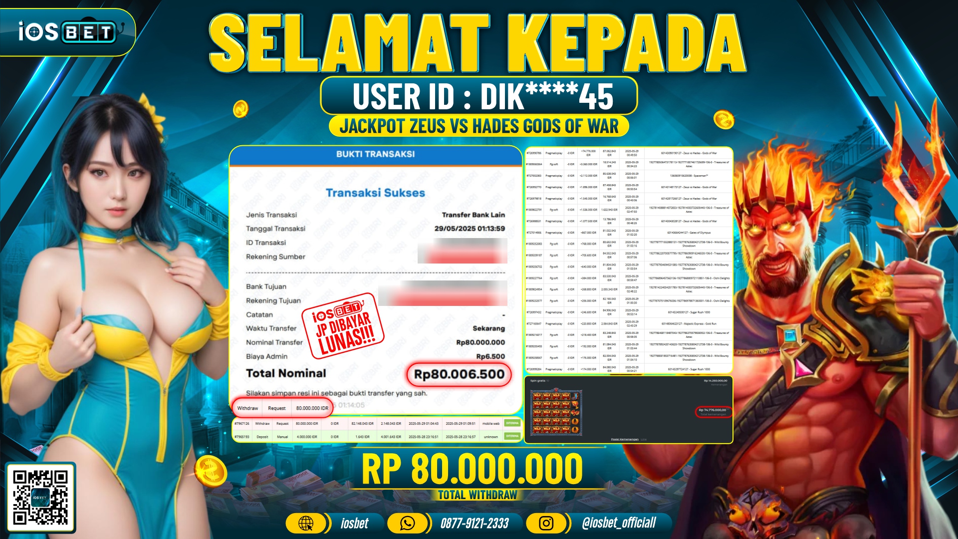 Bukti Pembayaran LUNAS SLOT GAME GACOR  Rp.80.000.000