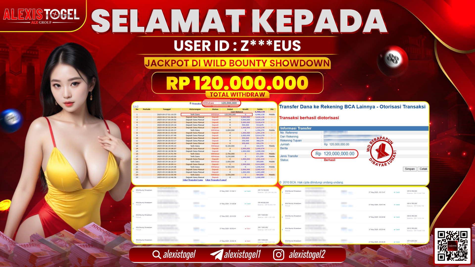 ALEXISTOGEL di SLOT WILD BOUNTY RP.120.000.000 LUNAS