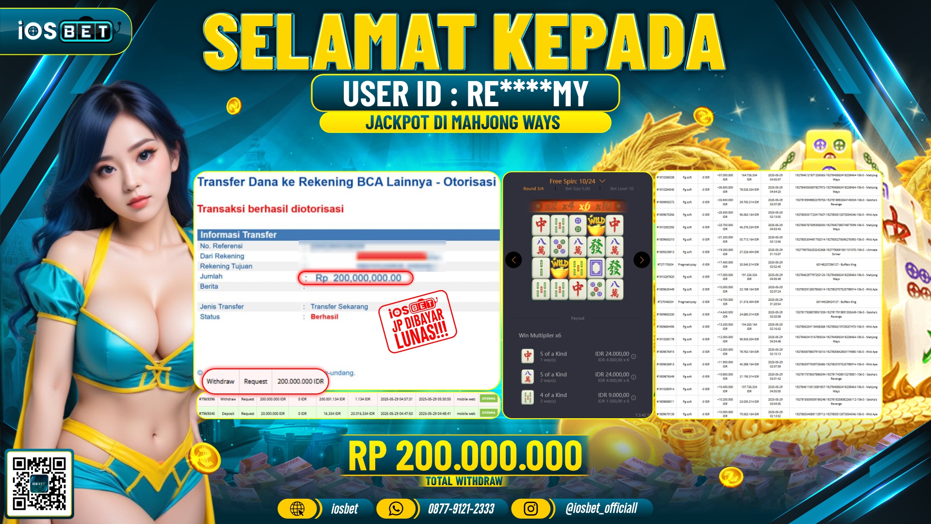 Bukti Pembayaran LUNAS SLOT GAME GACOR  Rp.200.000.000