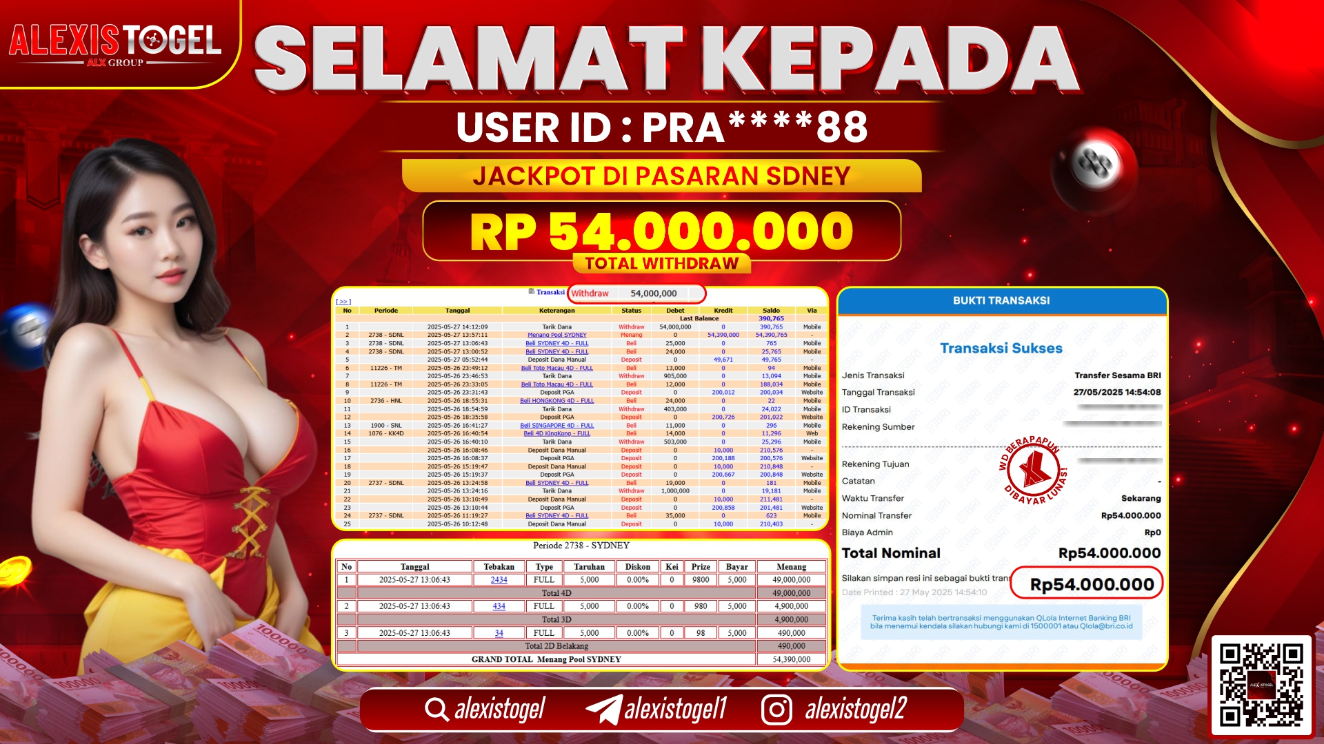 ALEXISTOGEL di TOGEL PASARAN SYDNEY RP.54.000.000 LUNAS