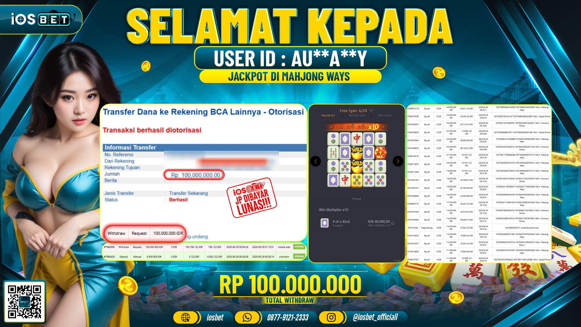 Bukti Pembayaran LUNAS SLOT GAME GACOR  Rp.100.000.000