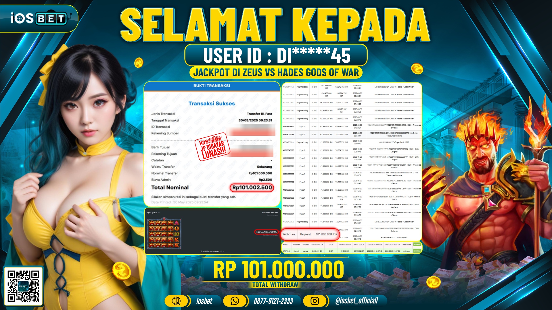 Bukti Pembayaran LUNAS SLOT GAME GACOR  Rp.101.000.000