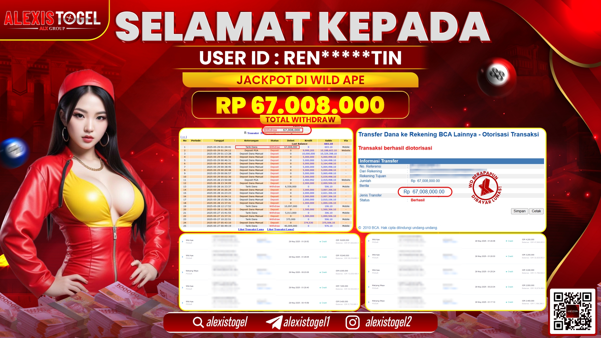 ALEXISTOGEL di SLOT WILD APE RP.67.008.000 LUNAS