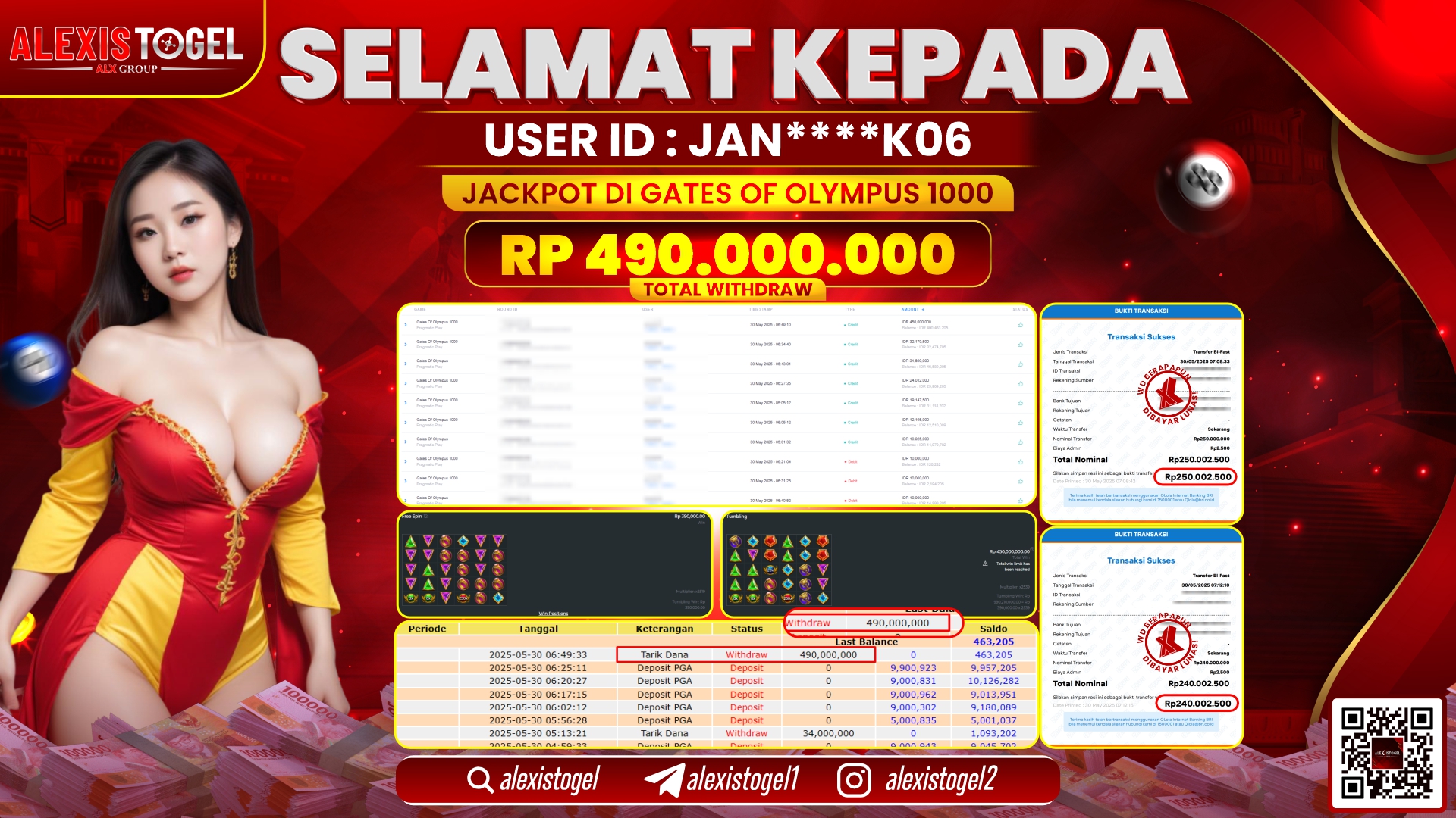 ALEXISTOGEL di SLOT GATES OF OLYMPUS RP.490.000.000 LUNAS